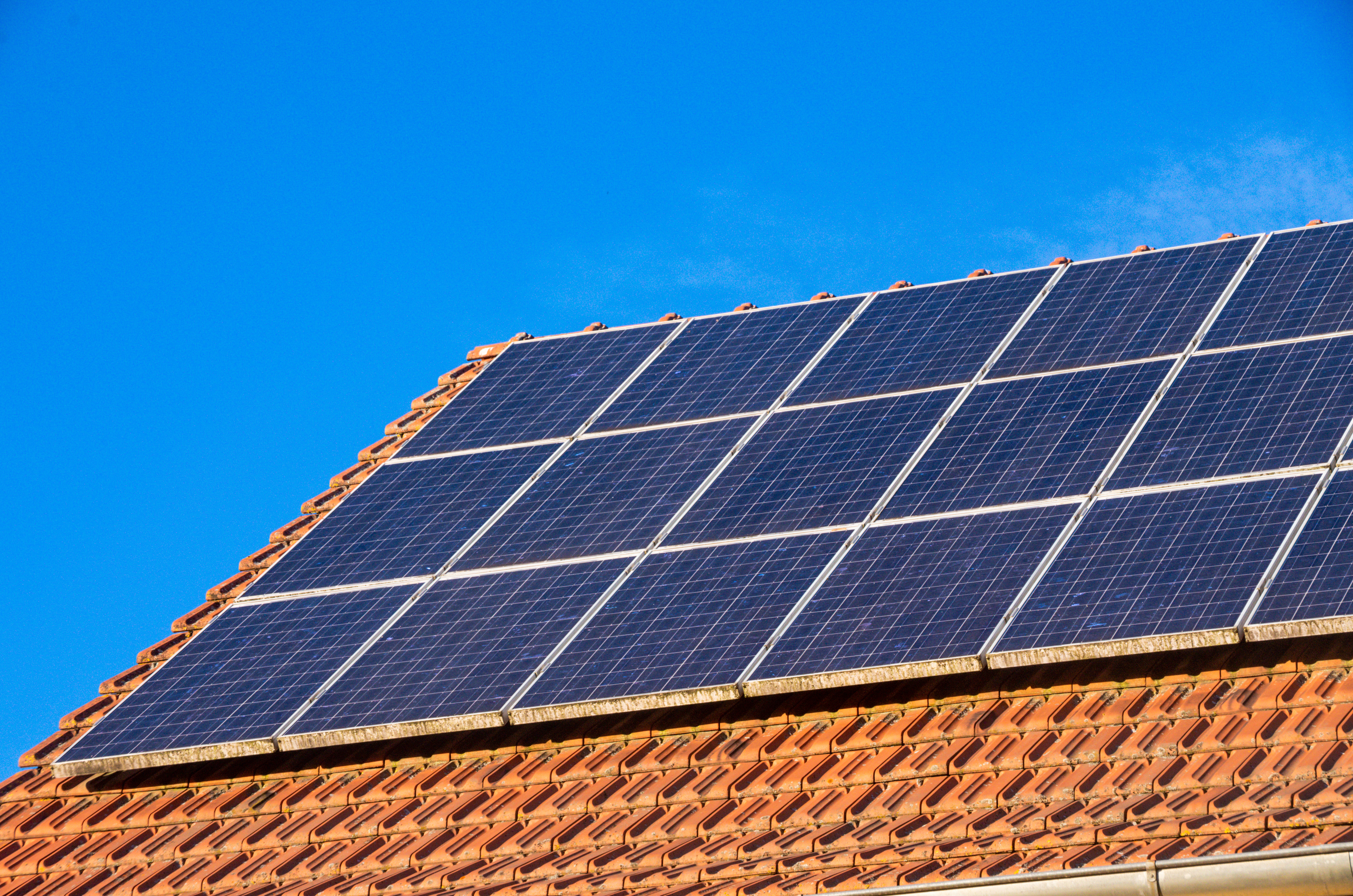 solar panels on roof
